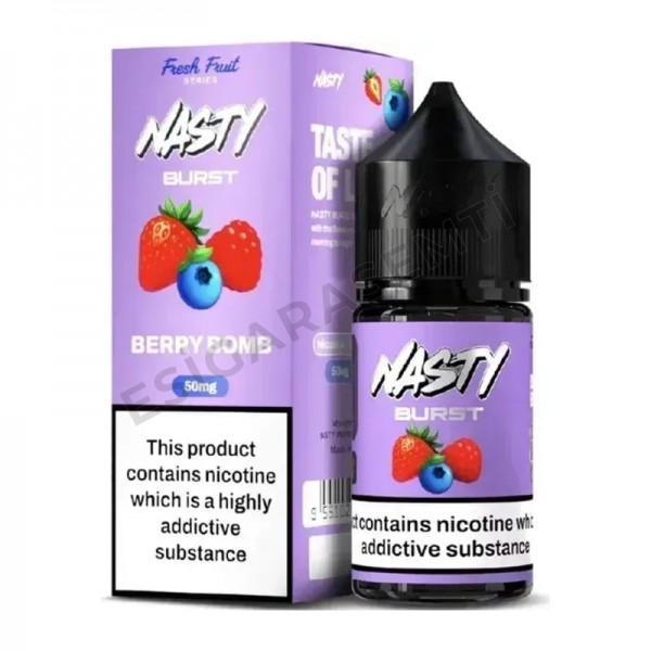 Nasty Burst Berry Bomb Salt Likit 30ml – Çilek, Yaban Mersini ve Ahududu