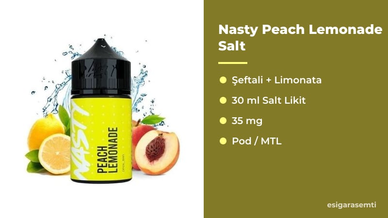 Nasty Peach Lemonade Salt özellikleri