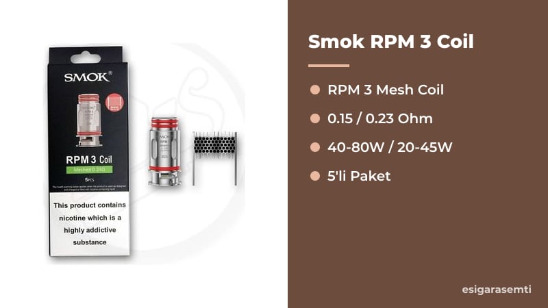 Smok RPM 3 Coil özellikleri
