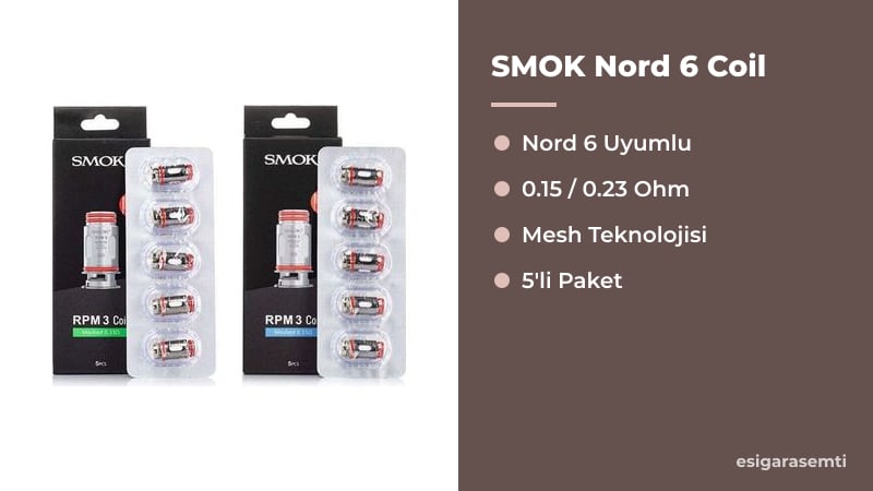 SMOK Nord 6 Coil özellikleri