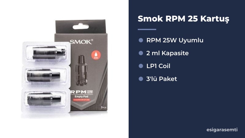 Smok RPM 25 Kartuş özellikleri