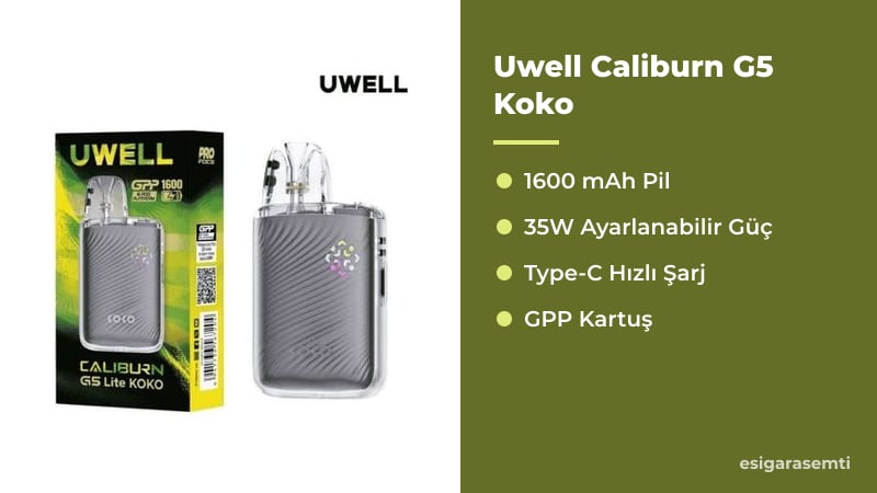Uwell Caliburn G5 Koko özellikleri