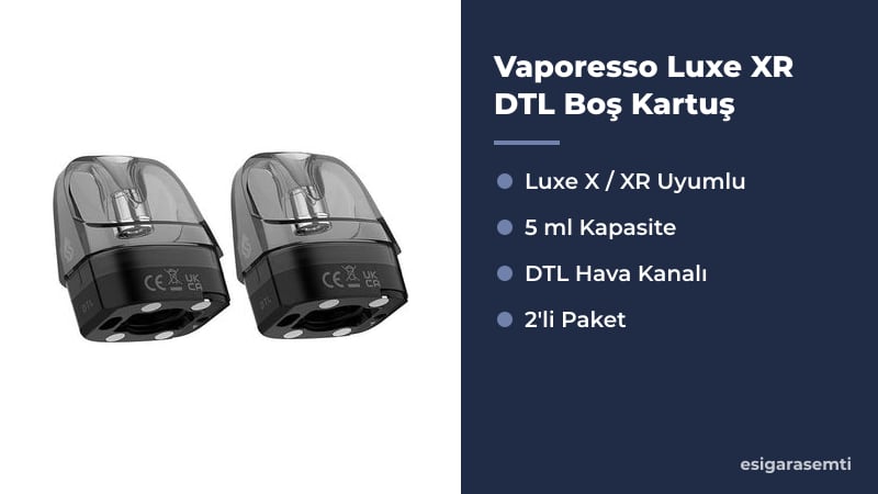Vaporesso Luxe XR DTL Boş Kartuş özellikleri