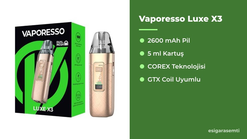 Vaporesso Luxe X3 özellikleri